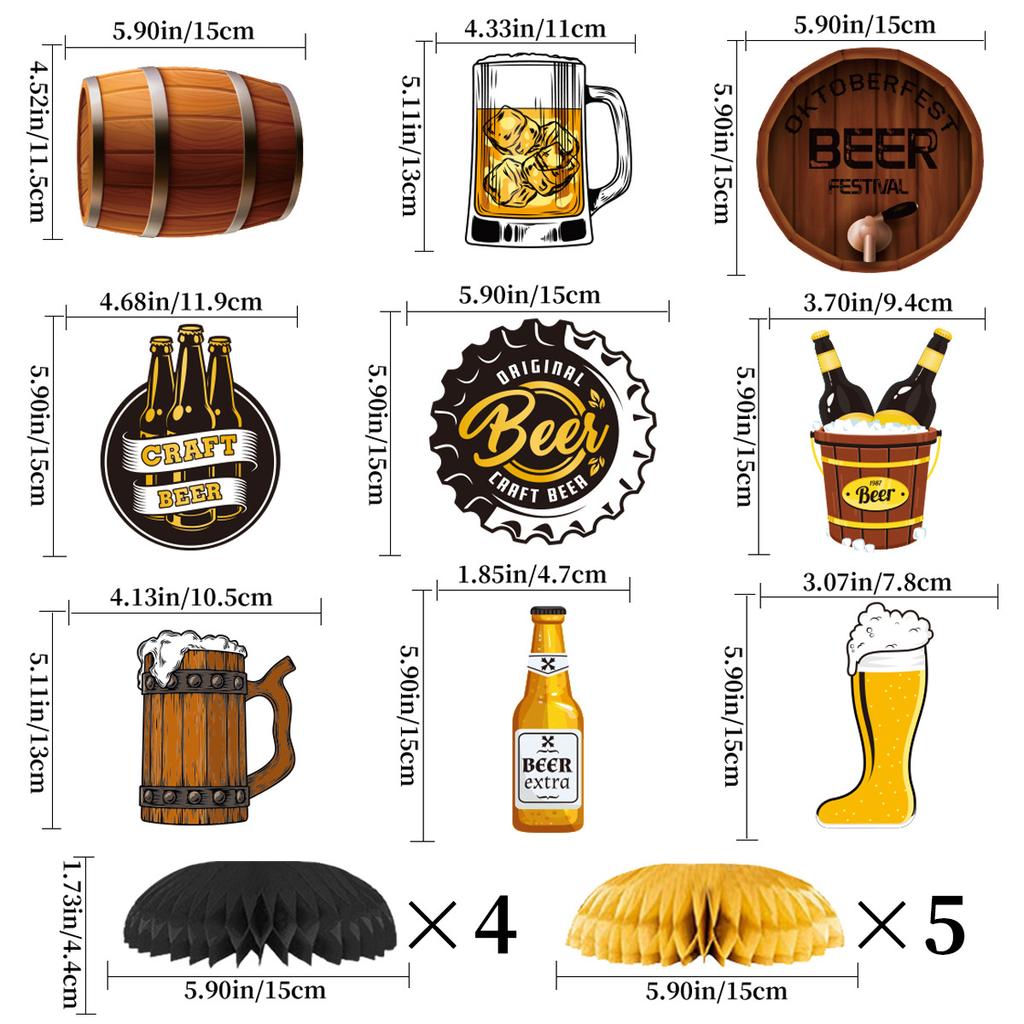 Немецкий Октоберфест Семейная вечеринка Украшение стола Сотовое украшение Бокал для вина Оформление для вечеринки Сотовое украшение