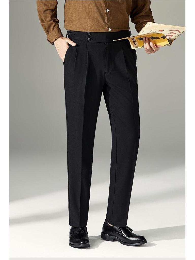 Мужские модные брюки-платья с регулируемой пряжкой «Париж», с высокой посадкой, не требующие глажки, прямого кроя