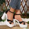 Fashion Super High Heel Summer Women Shoes 2024 NEW One-word Belt Design Women's Thick Heel Sandals Plus Size 42 Sandalias De Mujer