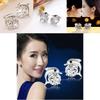Exquisite Ladies Dolphin's Love Rhinestone Ear Stud Earrings With Timeless Design