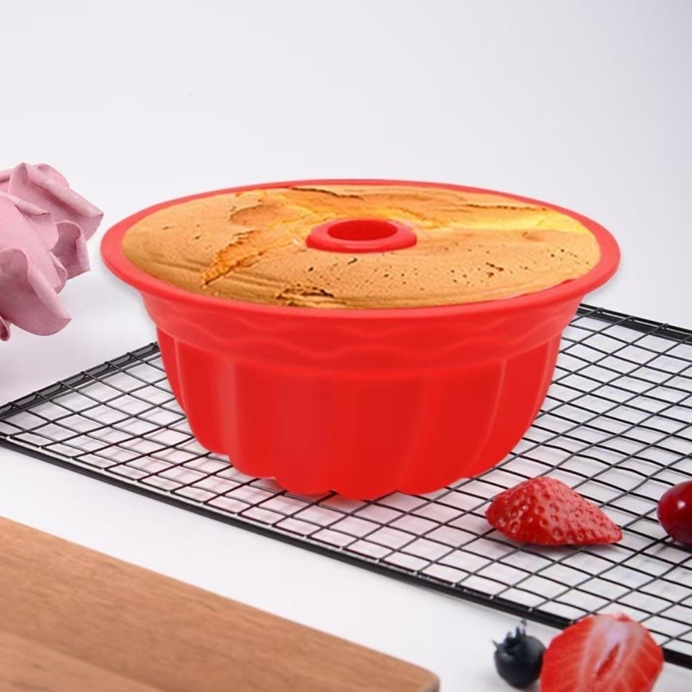 Silicone Chiffon Cake Mold 3D Baking Silicone Molds Round Fluted Tube Pans for Gelatin