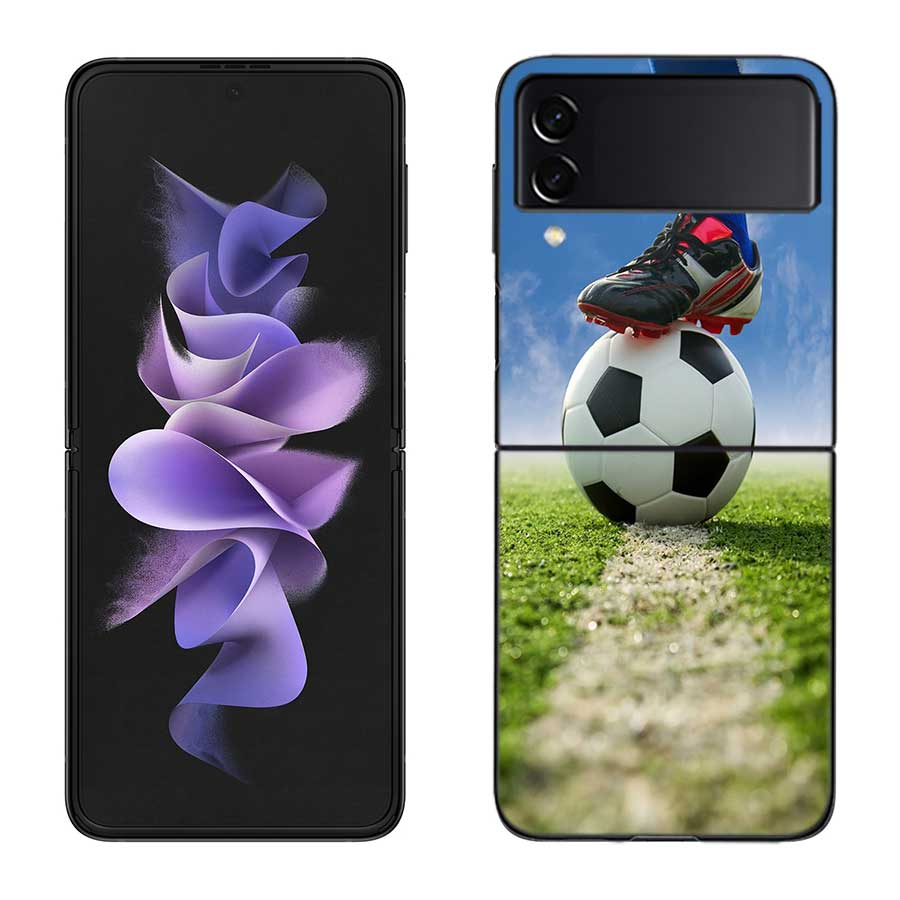 Football Field Phone Case For Samsung Z Flip 7 6 5G Galaxy Z Flip 5 4 3 Black Hard Cell Cover Luxury PC Shell Coque