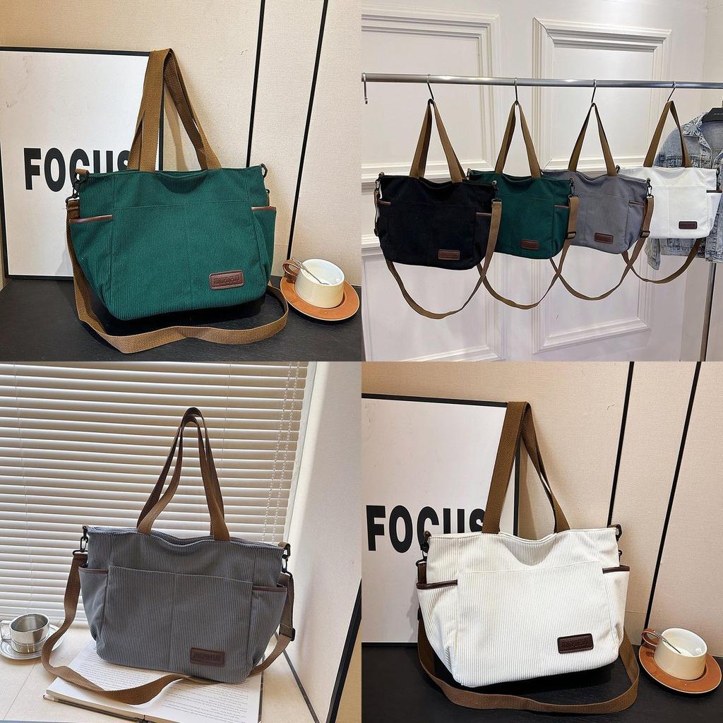 Просторная холщовая сумка через плечо для женщин в стильном минималистичном городском дизайне, идеально подходящая для повседневных путешествий