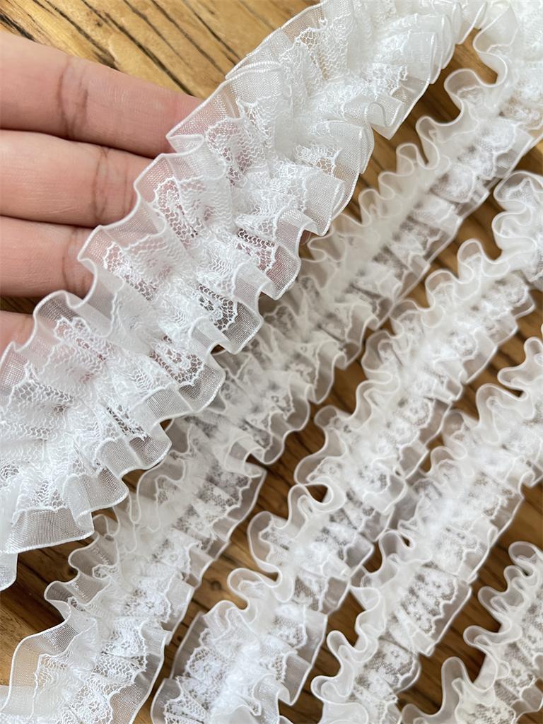 White Pleated Sewing Fabric For Handmade Material Clothing Needlework Accessories Dress Diy Crafts Supplies Lace Ribbon 2meters