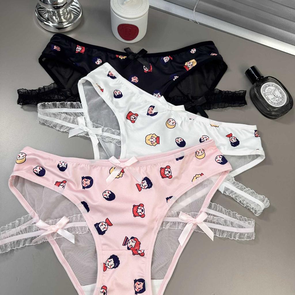 Cartoon Print Pattern Panties Low Waist Sexy Leg Rope Slimming Triangle Women’s Panties