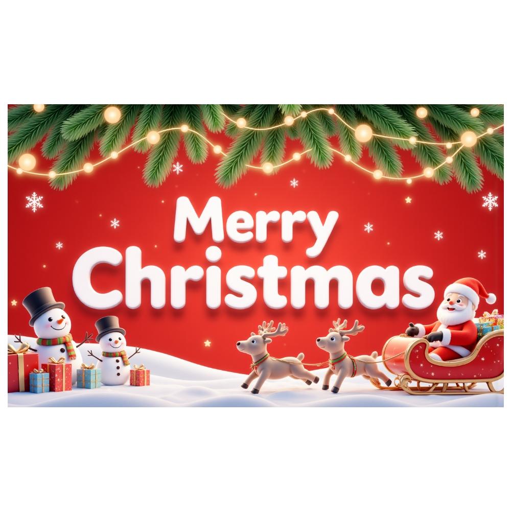 Xmas Display Santa Claus Print Snowman Display Holiday Backdrop Winter Scene Santa Claus Banner For New Year Party Xmas