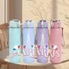 1PC Paris Eiffel Tower Letter Art Print 750ml Color Plastic Sports Water Bottle Leakproof Flip Straw Lid Suitable for Sports Office Home Use