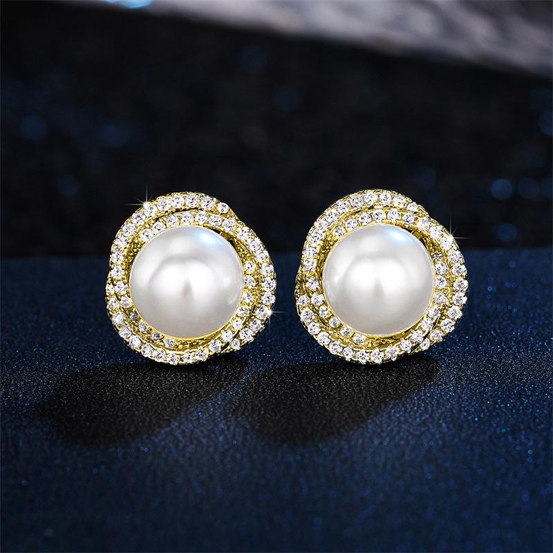 ZAKOL Shiny Imitation Zircon Stud Earrings Fashion Cross Design Aesthetic Women Ear Piercing Accessories Wedding Party Zircon