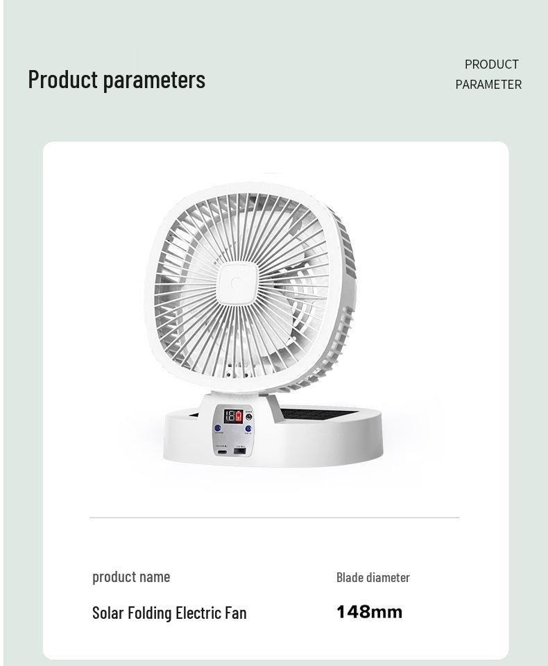 Rechargeable Outdoor Solar Camping Fan with Strong Wind & Long-lasting Battery, Head Shaking Feature, Cooling Air Conditioner Effect.