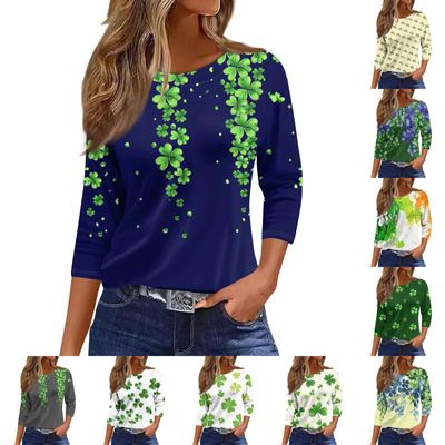 Женские топы с рукавами 3/4, цветочный принт, винтажная мода, повседневные свободные рубашки с круглым вырезом больших размеров