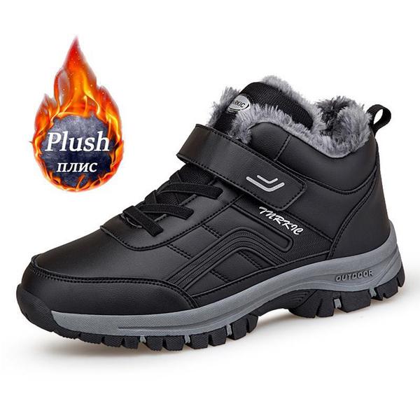 Теплые зимние ботинки, мужская повседневная рабочая обувь, кожаные или замшевые высокие нескользящие ботильоны, новые непромокаемые зимние ботинки для мужчин и женщин