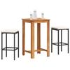 VidaXL 3-piece Garden Bar Set Black Solid Acacia Wood Rattan, Outdoor Bar Table and Chairs, Set of 3295267
