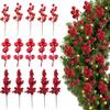 10pcs Christmas Artificial Berries Branches Decor Fake Flowers Plant for Xmas Tree DIY Holiday Wreath Craft Home Party Ornament
