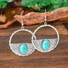Vintage Tibetan Silver Geometric Turquoises Drop Dangle Earrings Woman Retro Ethnic Blue Beads Boho Jewelry Earrings Wholesale