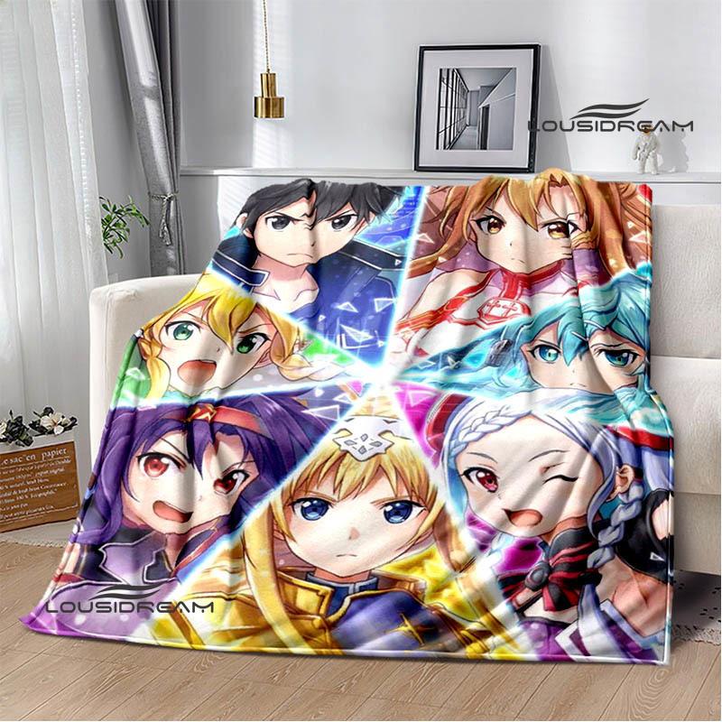 Мультяшные пледы с принтом Sword Art Online Плед для пикника Теплые фланелевые пледы Постельные принадлежности для дома Подарки на день рождения