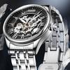 MARK FAIRWHALE Automatic Mechanical Watch for Men FW-6054 Roman Numeral Dial Metal Band Business Dress Male Watch