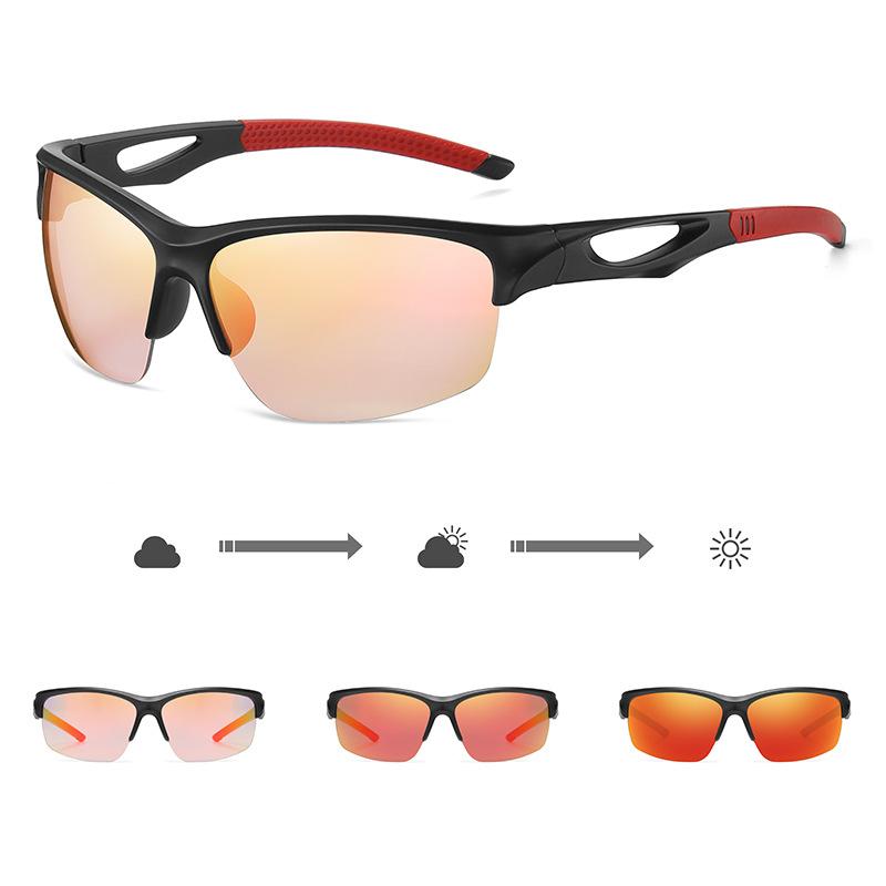 Sports half-frame sunglasses for outdoor cycling, colorful photochromic sunglasses, polarized sunglasses 3145