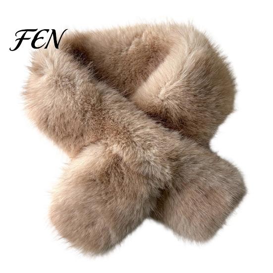 Winter Gifts for Women Plush Cross Scarf, Stylish Faux Fur Neck Warmer, Warm Scarves Soft Double-Sided Thermal Wrap Elegant Scarf Ladies Girls
