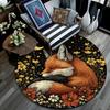 Fox Dreams Round Area Rug,Carpet Rug for Living Room Bedroom Sofa Playroom Decor,Non-slip Floor Mat