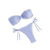 New swimsuit women's blue and white striped tube top bikini fungus edge strap sexy split vacation swimsuit