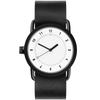 TID Watches No.1 36мм Белый циферблат Ремешок из черной кожи Черная пряжка Минималистичный дизайн Кварцевый механизм Унисекс Часы в нордическом шведском стиле