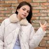 Женское зимнее хлопковое пальто с плюшевым отложным воротником, ветрозащитная куртка с длинными рукавами, утолщенная