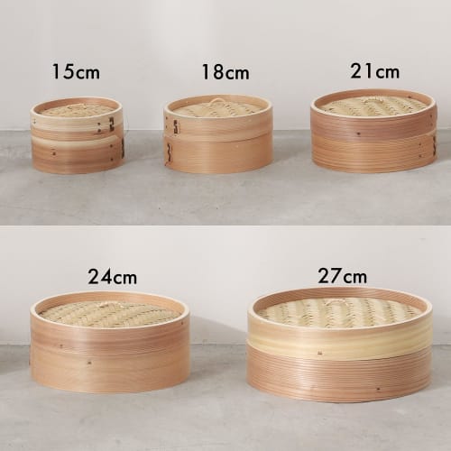 PEARL METAL Chinese Steamer, 27cm, Steamer for Vegetables, Shumai, and Xiaolongbao, Made with Natural Wood and Bamboo, Wanosato H-5716