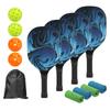 M METERXITY 4 Set Pickleball Paddles High Quality Wooden Rackets with Cushion Grip, 4 Pieces Pickleball, 4 Pieces Towel and Carry Bag for Outdoor