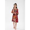 Children's Bathrobe Comfortable and Elegant Temperament Simulation Silk Sleeping Robe Sateen Children's Hand-painted Peony Baby Walking Robe