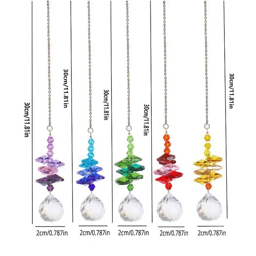 5Pcs Rotating Prism Pendant Hanging Sun Catcher Garden Decoration Crystal Wind Chime Tree