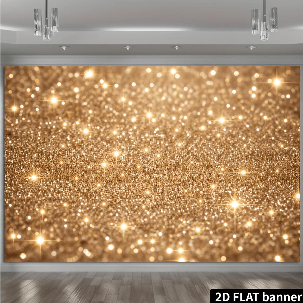 2D flat banner background for celebration party with golden glittering star theme various-sized flashing bright spots