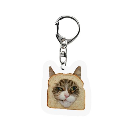 Брелок для ключей в виде кота с тостом, прозрачный акриловый толстый ремень, застежка-карабин, брелок для автомобиля, сумка, аксессуары, подарок на рождественскую вечеринку