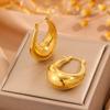 European & American 18K Gold-Plated U-Shaped Stainless Steel Geometric Oval Earrings - Non-Fading, Simple, & Versatile Luxury Design.