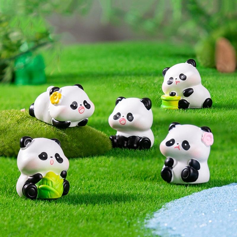 Pandas Figurines Mini Pandas Decors Waterproof Toy Playsets Miniature Doll Garden Figurines Cake Toppers Parties Favor