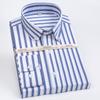 Men's Wrinkle-Free Cotton Striped Dress Shirt Long Sleeve Spread Collar with Removable Collar Stays, Plaid Business Office Wear