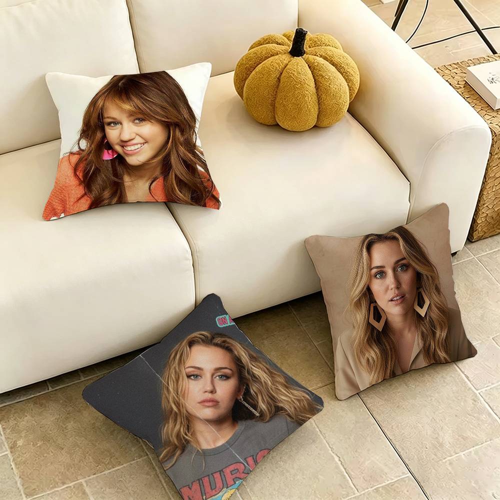 MileyY Cyrus Singer Pillow Case Square DoubleSided Sofa Cushion Cover Bedroom Bedside Pillow Gift
