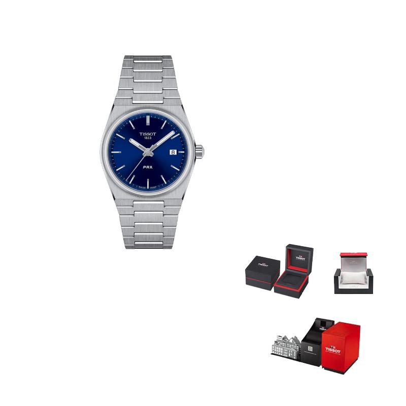 Tissot Женские кварцевые часы PRX 34,6 мм*35 мм Синий циферблат Браслет из нержавеющей стали T137.210.11.041.00