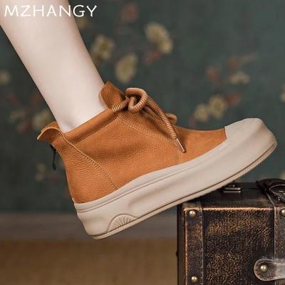 Модные женские ботильоны на платформе, туфли на плоской подошве, кроссовки, осенняя мода, повседневная обувь для женщин, тренд 2024 года, новые удобные туфли для ходьбы для женщин