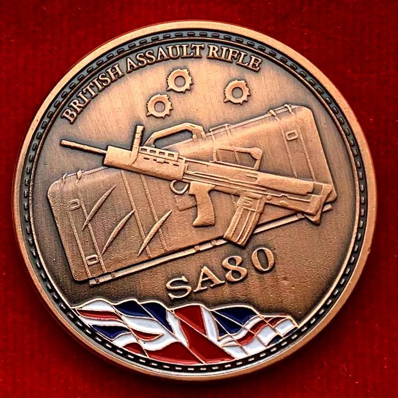 British Assault Rifle SA80 Red Bronze Commemorative Coin Collection Coin Sniper Gold Coin Craft Coin Commemorative Medal