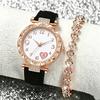 Women'S Diamond Quartz Watch Fashion Belt Watch Two-Piece Set Light Luxury Bracelet Set Women'S Watch