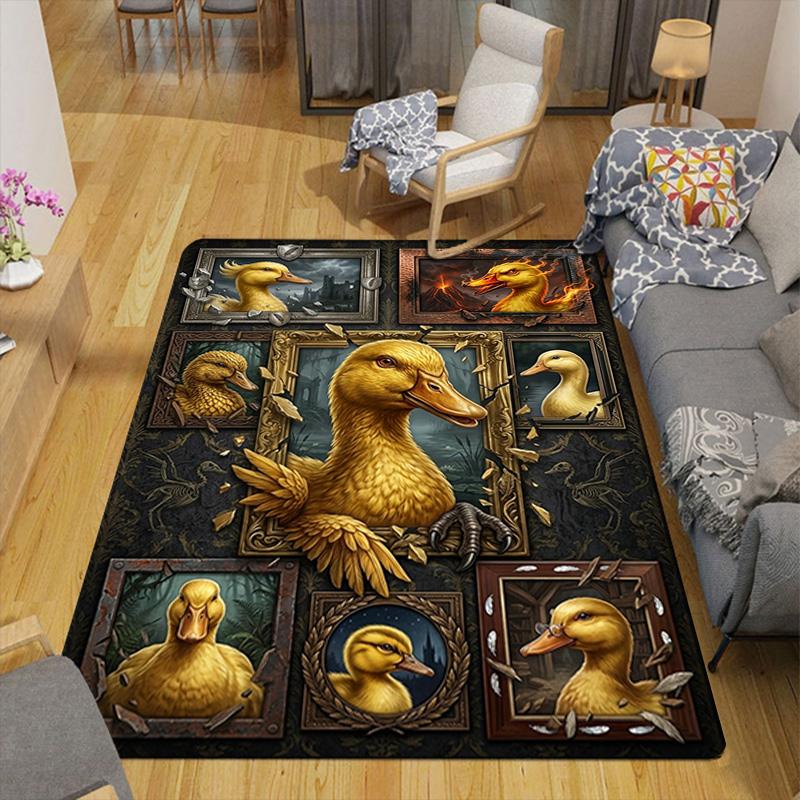 Duck Portraits Frames Pattern Rug Floor Mat for Living Room or Bedroom Soft and Comfortable Carpet a Gift for Birthday and Holiday.