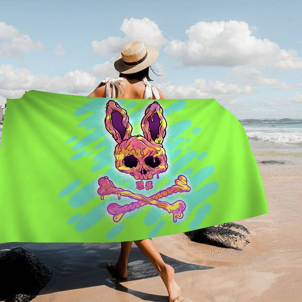 Роскошное модное пляжное полотенце из микрофибры P-Psycho Bunny, впитывающее, быстросохнущее, мягкое, для йоги, плавания, курорта, альпинизма