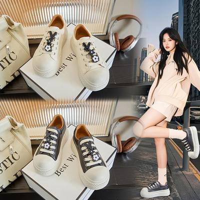 Первый слой из коровьей кожи Ula Grass, стелька из свиной кожи, маленькие белые туфли, универсальные туфли с толстой подошвой и увеличенным голенищем