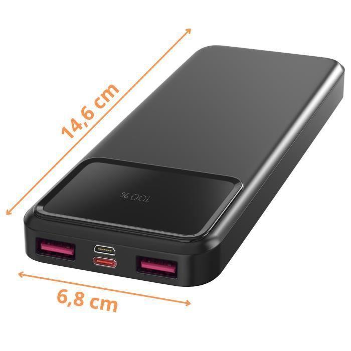 Внешний аккумулятор 10000 мАч USB USB-C micro-USB Быстрая зарядка светодиодный экран Phonillico®