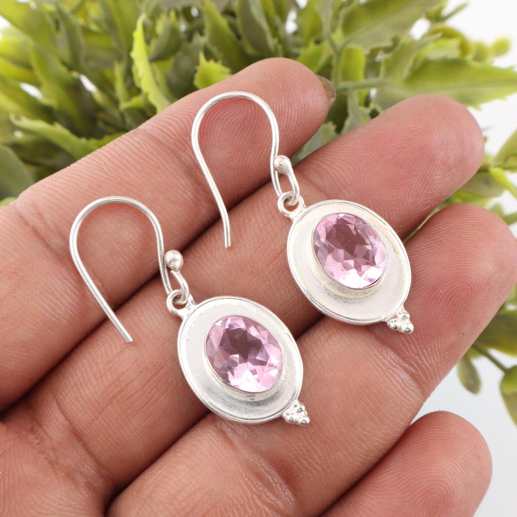 Украшения с морганитом, серьги из стерлингового серебра 925 пробы, ослепительные серебряные серьги ручной работы, подарок для женщин