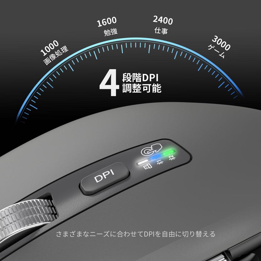 Беспроводная Bluetooth-мышь INFINMIND с быстрым DPI, боковой кнопкой для большого пальца, серая, Переключение, Прокрутка, Многоустройственная и Совместимая, Эргономичная, Бесшумная,