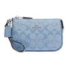 New Nolita Jacquard Fabric Bonded Cow Split Leather Chambray Portable Clutch Mini Women's Light Blue CI027-SVM6A
