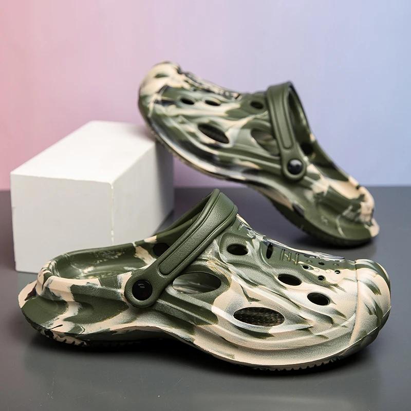 Claccis Мужские тапочки 2025 Мужская летняя пляжная обувь Женская уличная обувь Камуфляжные сандалии для бега Летние парные садовые сабо