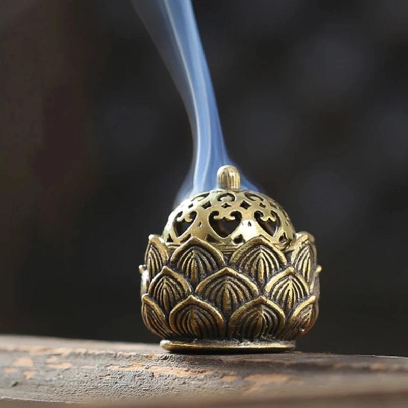 Lotus Incense Burner Copper Incenser Holder Decoration For Home Censer Desktop Ornament For Shop Office Home Decoration Roducts