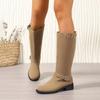 Мода 2024 года, горячая распродажа обуви, женские сапоги с рукавами, осенние сапоги с круглым носком, высокие сапоги на толстом каблуке, модные сапоги большого размера Zapatillas Mujer